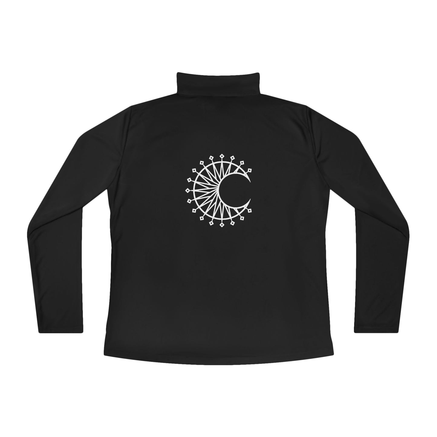 Balance in Style - Ladies Quarter-Zip Pullover, Sun and Moon Motif, for Cozy Comfort, Activewear, Perfect for Layering, Casual Outings