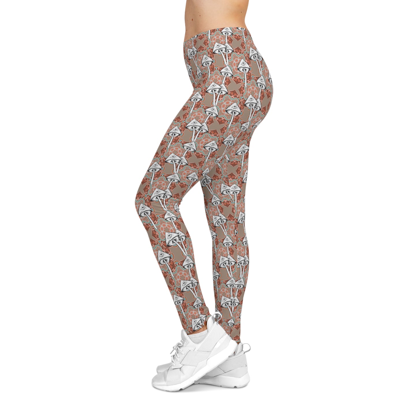 Psychedelic Women's Casual Leggings with Mushroom Theme Yoga Pants, Athleisure Wear, Print Leggings, Workout Leggings, Gift for Her