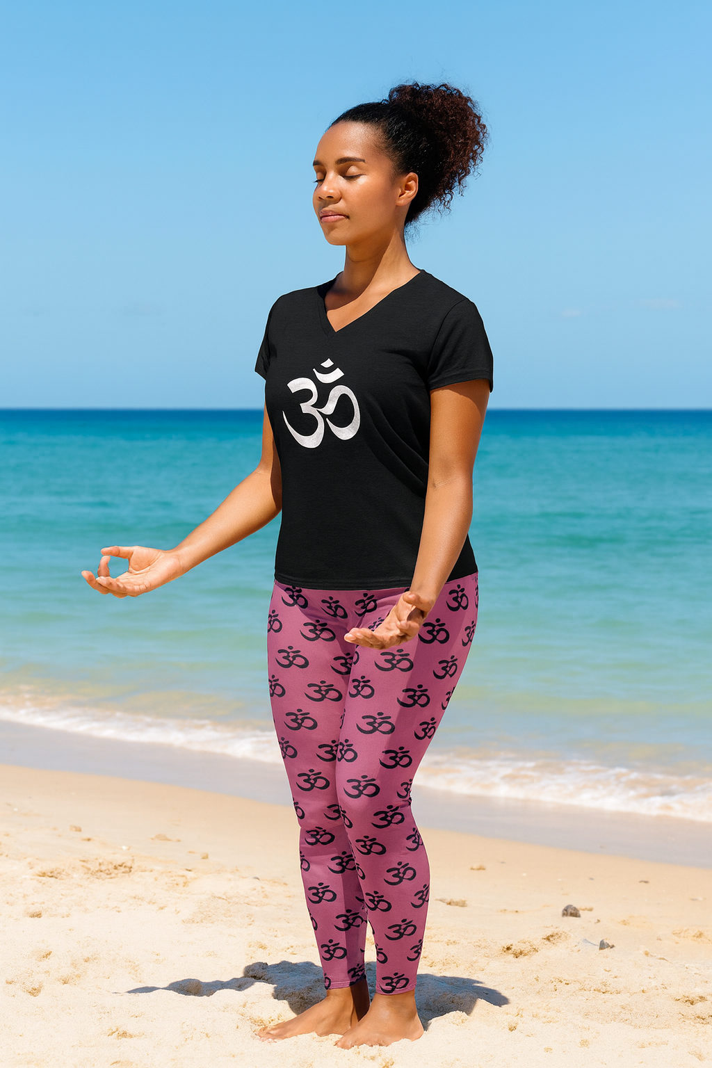 Om Symbol Unisex V-Neck Tee | Spiritual Shirt for Yoga, Meditation, Namaste, Mindfulness, and Gift for Him or Her
