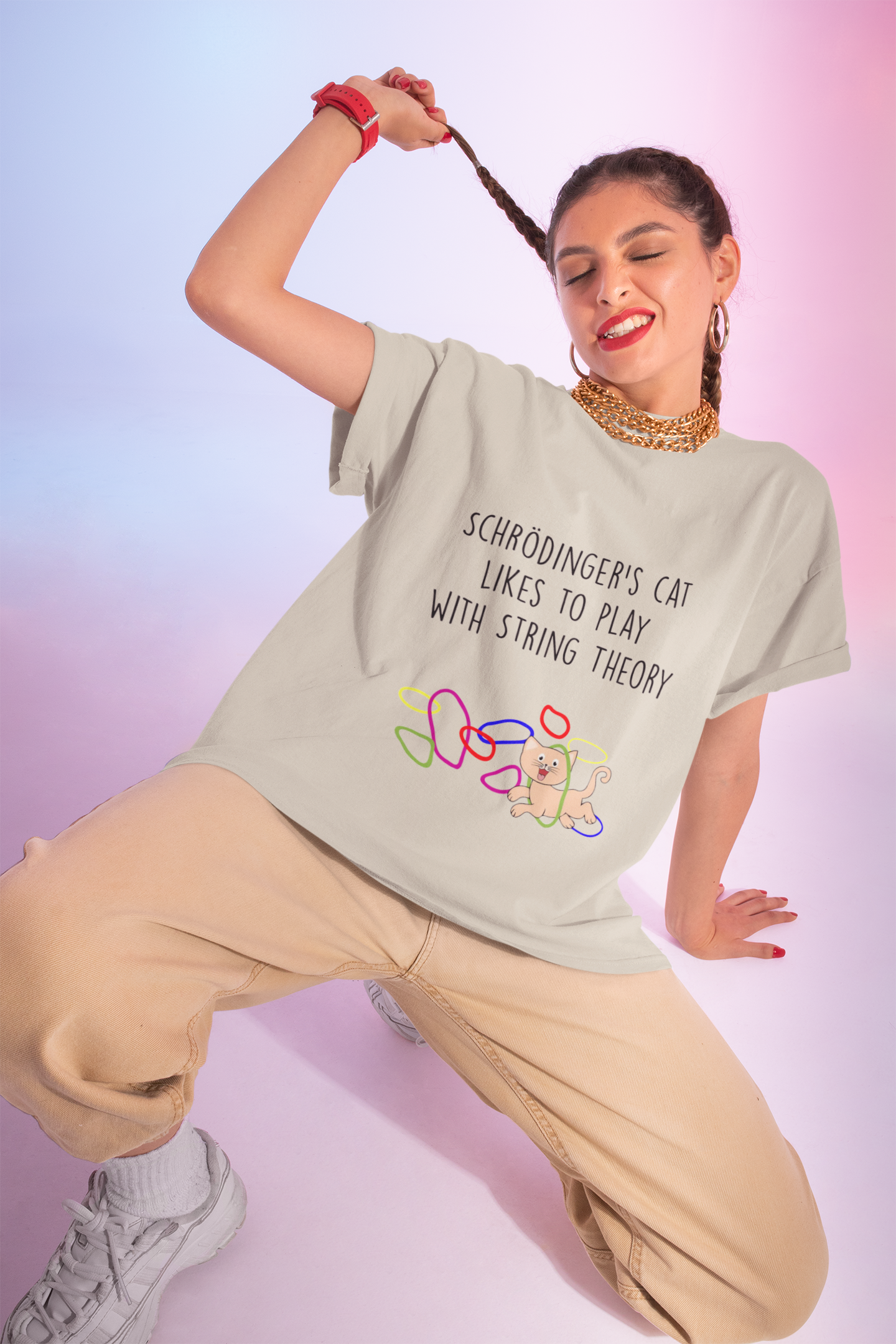 Schrödinger's Cat Plays with String Theory - Unisex Tee, Funny Science T-Shirt, Gift for Cat Lovers, Nerdy Apparel, Science Humor Shirt