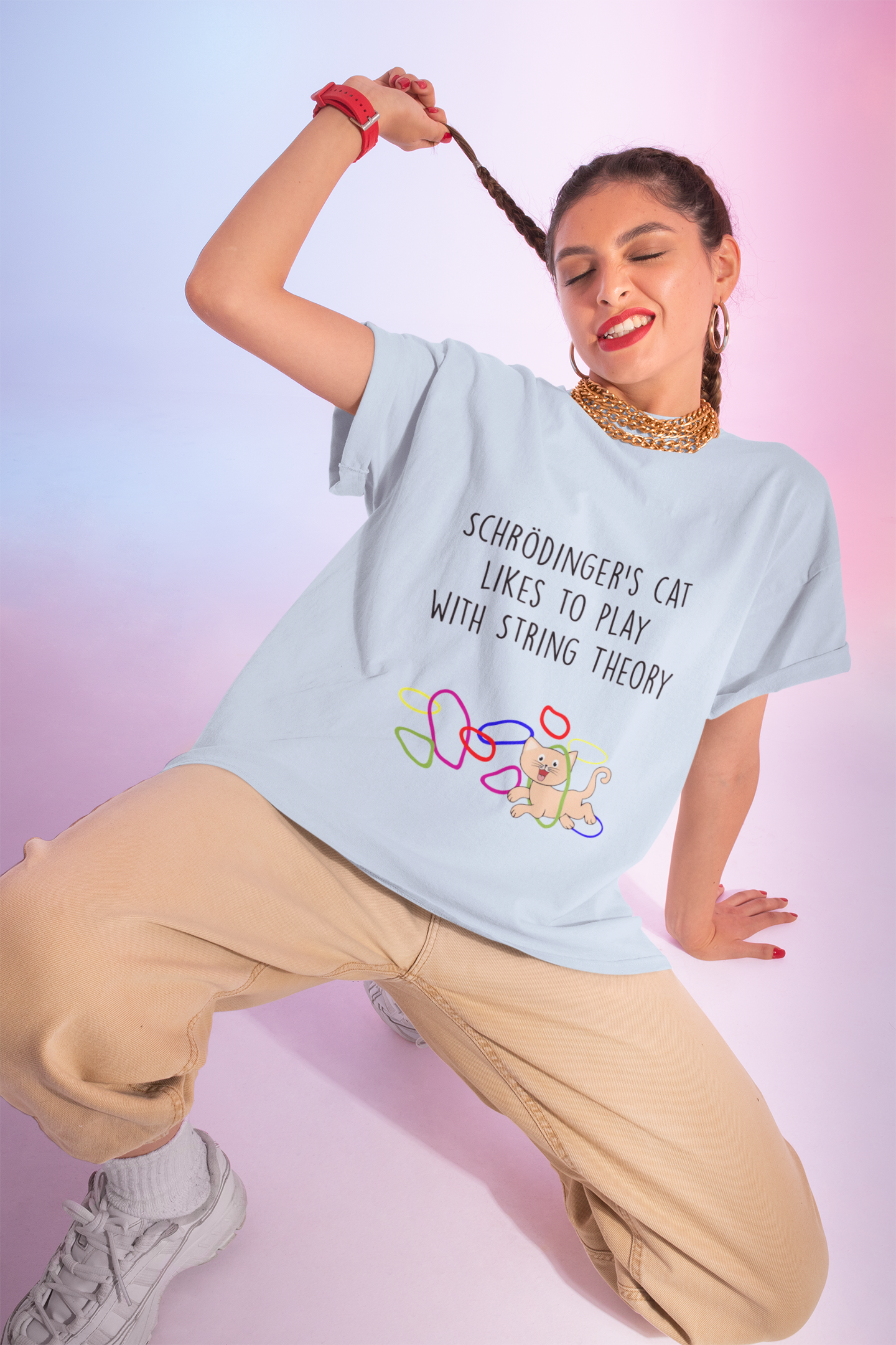 Schrödinger's Cat Plays with String Theory - Unisex Tee, Funny Science T-Shirt, Gift for Cat Lovers, Nerdy Apparel, Science Humor Shirt