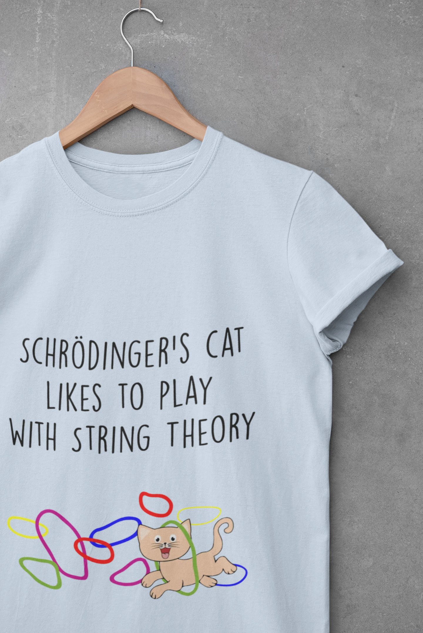 Schrödinger's Cat Plays with String Theory - Unisex Tee, Funny Science T-Shirt, Gift for Cat Lovers, Nerdy Apparel, Science Humor Shirt
