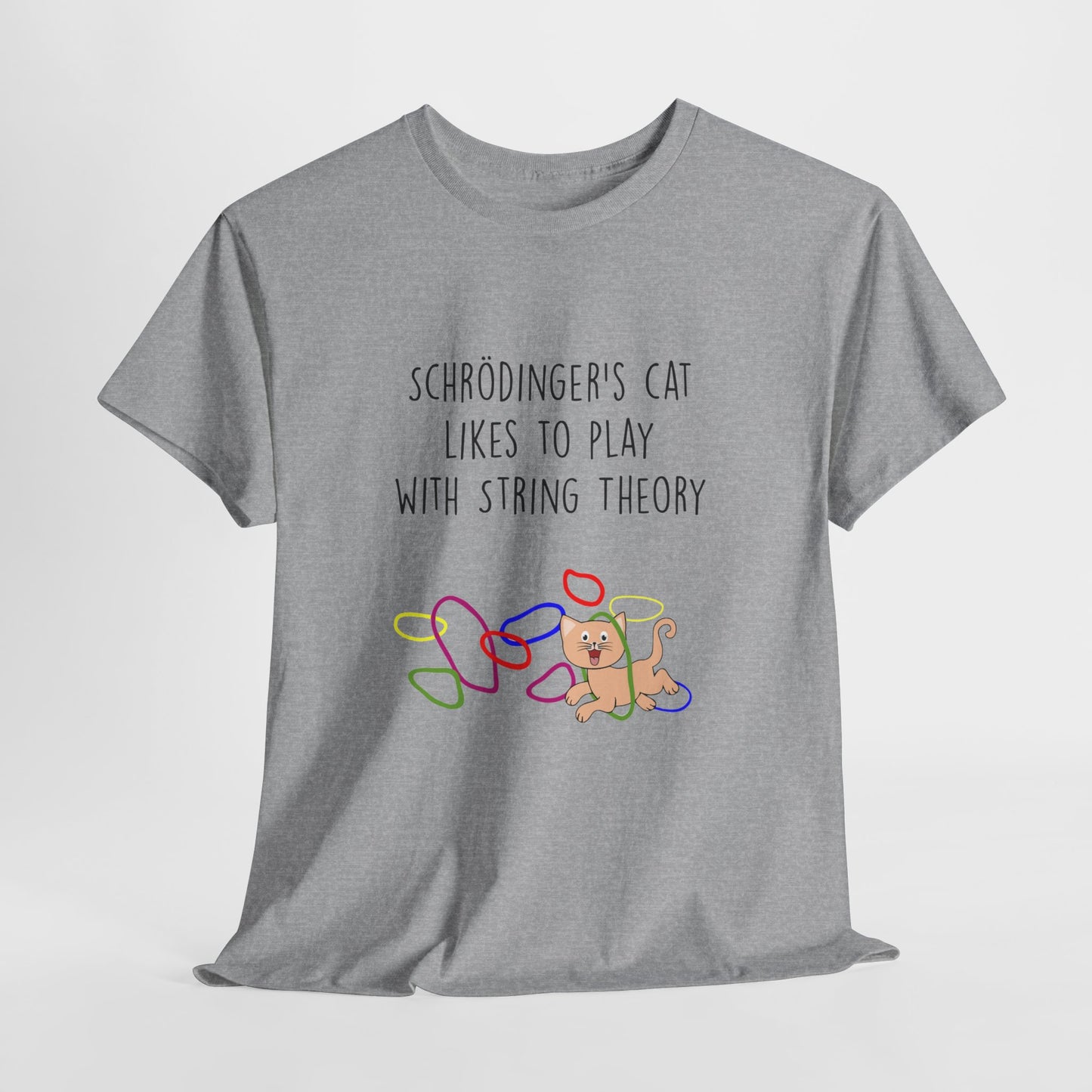 Schrödinger's Cat Plays with String Theory - Unisex Tee, Funny Science T-Shirt, Gift for Cat Lovers, Nerdy Apparel, Science Humor Shirt