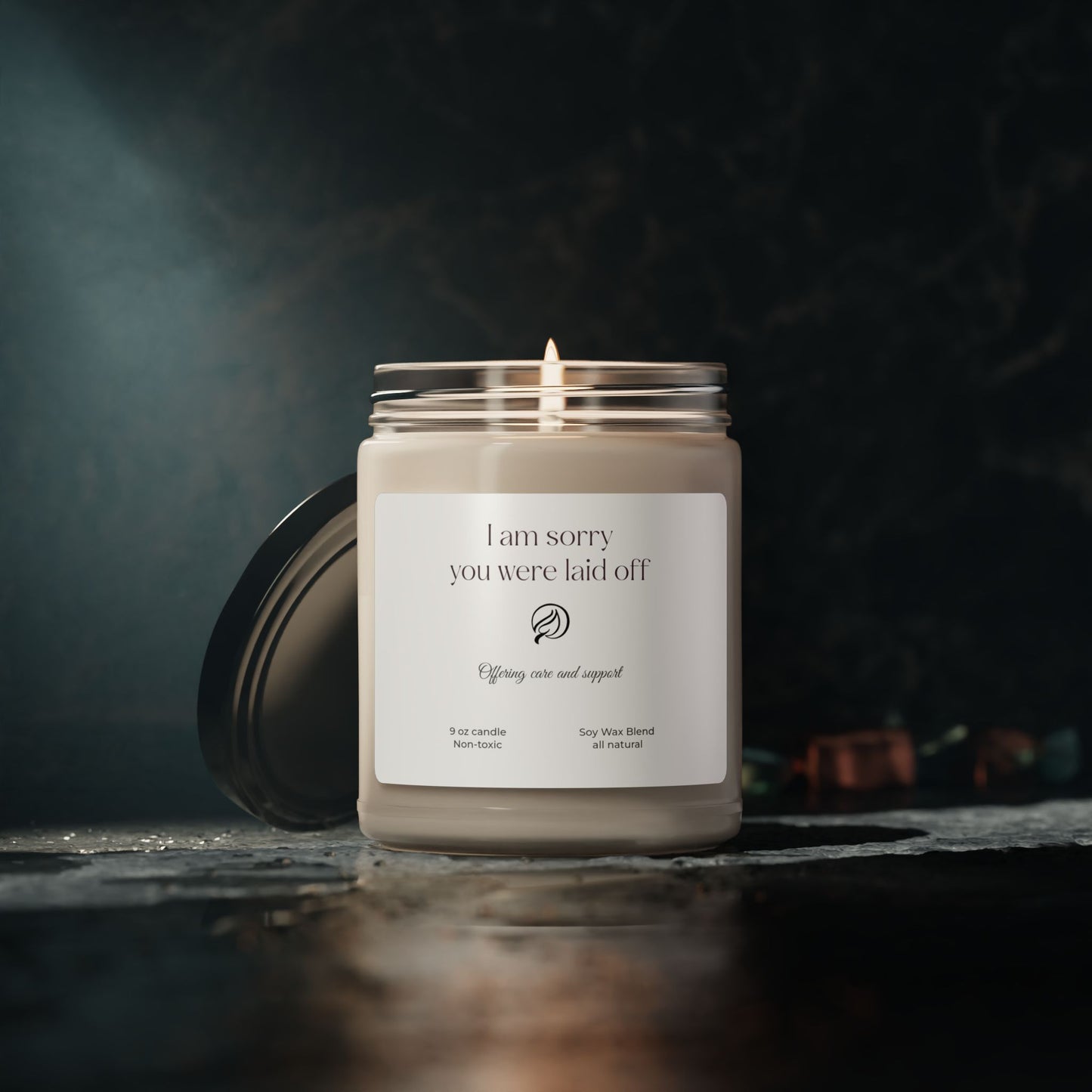 Sympathy Soy Wax Candle, 9 oz, Non-Toxic All Natural, I Am Sorry You were Laid Off Message