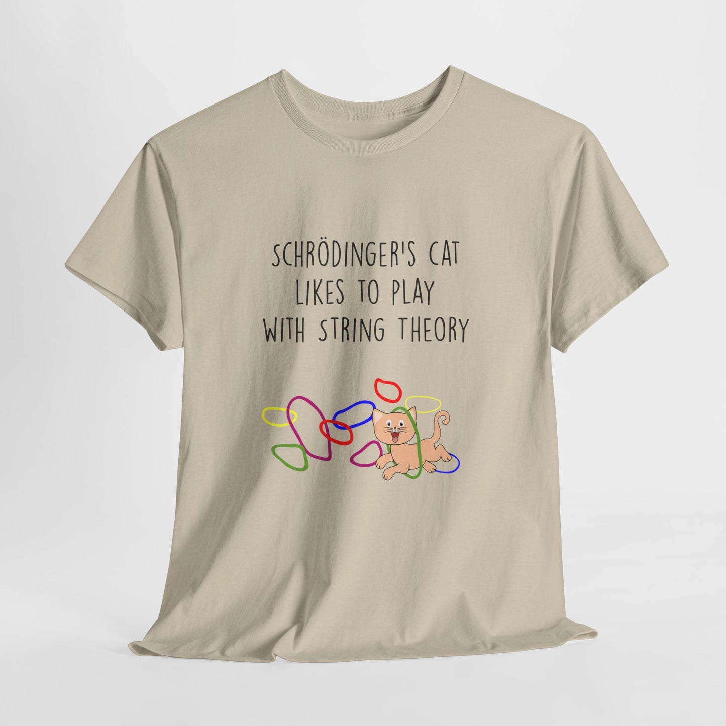 Schrödinger's Cat Plays with String Theory - Unisex Tee, Funny Science T-Shirt, Gift for Cat Lovers, Nerdy Apparel, Science Humor Shirt
