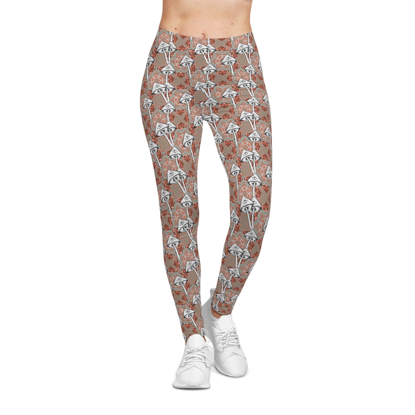 Psychedelic Women's Casual Leggings with Mushroom Theme Yoga Pants, Athleisure Wear, Print Leggings, Workout Leggings, Gift for Her