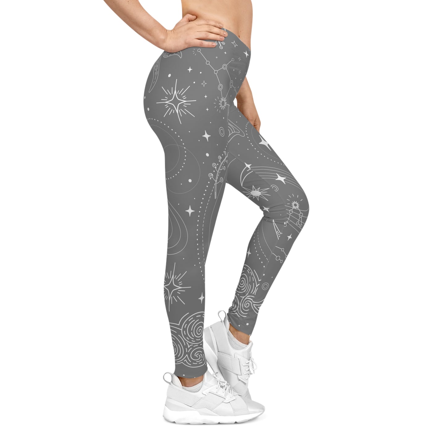 Soft Gray Celestial Yoga Leggings  — Women's Casual Activewear