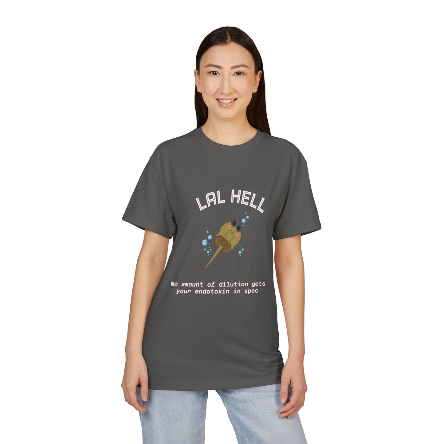 Cute Horseshoe Crab Graphic Colored Tee — "LAL Hell" Novelty T-Shirt