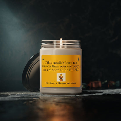 Humorous Candle | "If this candle's burn rate is slower than your company's, you are soon be RIFFED",  Office Gift, Office Decor