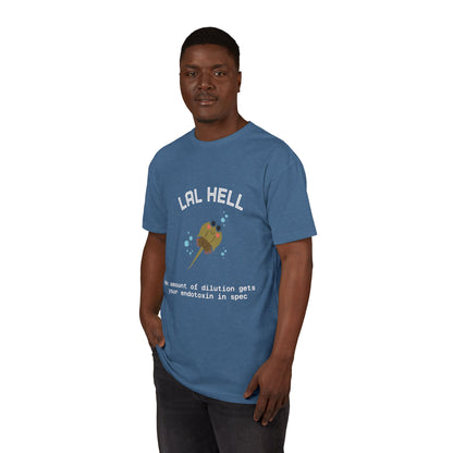 Cute Horseshoe Crab Graphic Colored Tee — "LAL Hell" Novelty T-Shirt