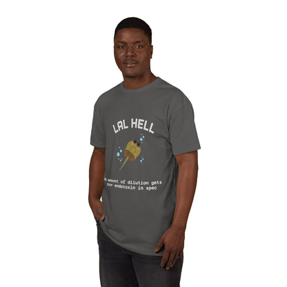 Cute Horseshoe Crab Graphic Colored Tee — "LAL Hell" Novelty T-Shirt