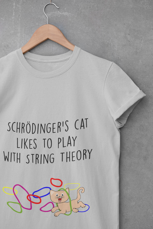 Schrödinger's Cat Plays with String Theory - Unisex Tee, Funny Science T-Shirt, Gift for Cat Lovers, Nerdy Apparel, Science Humor Shirt