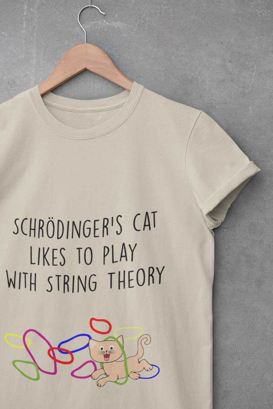 Schrödinger's Cat Plays with String Theory - Unisex Tee, Funny Science T-Shirt, Gift for Cat Lovers, Nerdy Apparel, Science Humor Shirt
