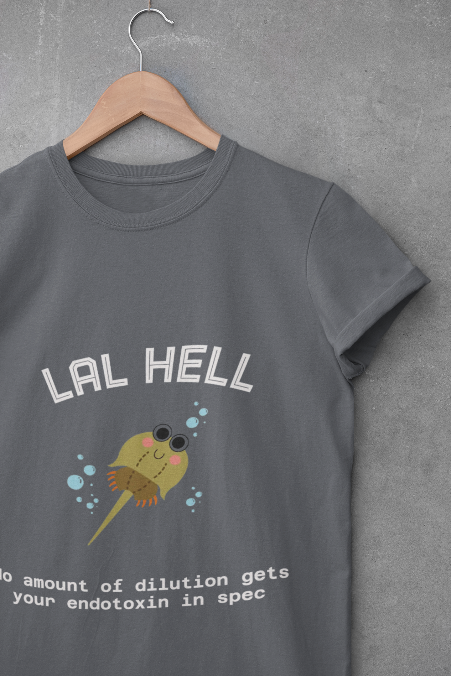 Cute Horseshoe Crab Graphic Colored Tee — "LAL Hell" Novelty T-Shirt