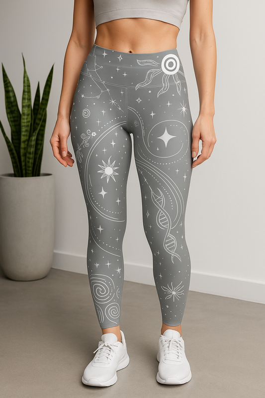 Soft Gray Celestial Yoga Leggings  — Women's Casual Activewear