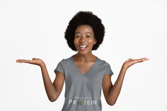"RNA is Fluent in Protein" - Women's Performance V-Neck T-Shirt