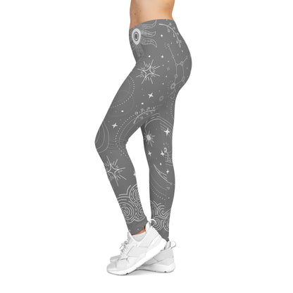 Soft Gray Celestial Yoga Leggings  — Women's Casual Activewear