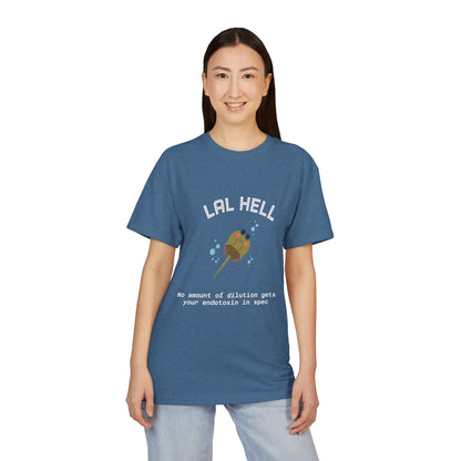 Cute Horseshoe Crab Graphic Colored Tee — "LAL Hell" Novelty T-Shirt