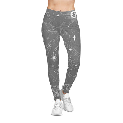 Soft Gray Celestial Yoga Leggings  — Women's Casual Activewear