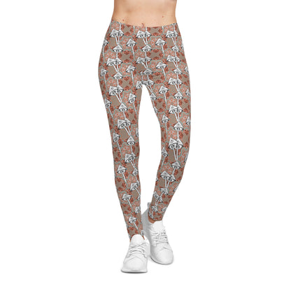 Psychedelic Women's Casual Leggings with Mushroom Theme Yoga Pants, Athleisure Wear, Print Leggings, Workout Leggings, Gift for Her