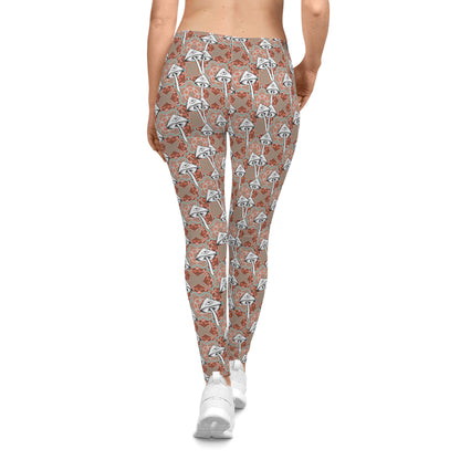 Psychedelic Women's Casual Leggings with Mushroom Theme Yoga Pants, Athleisure Wear, Print Leggings, Workout Leggings, Gift for Her