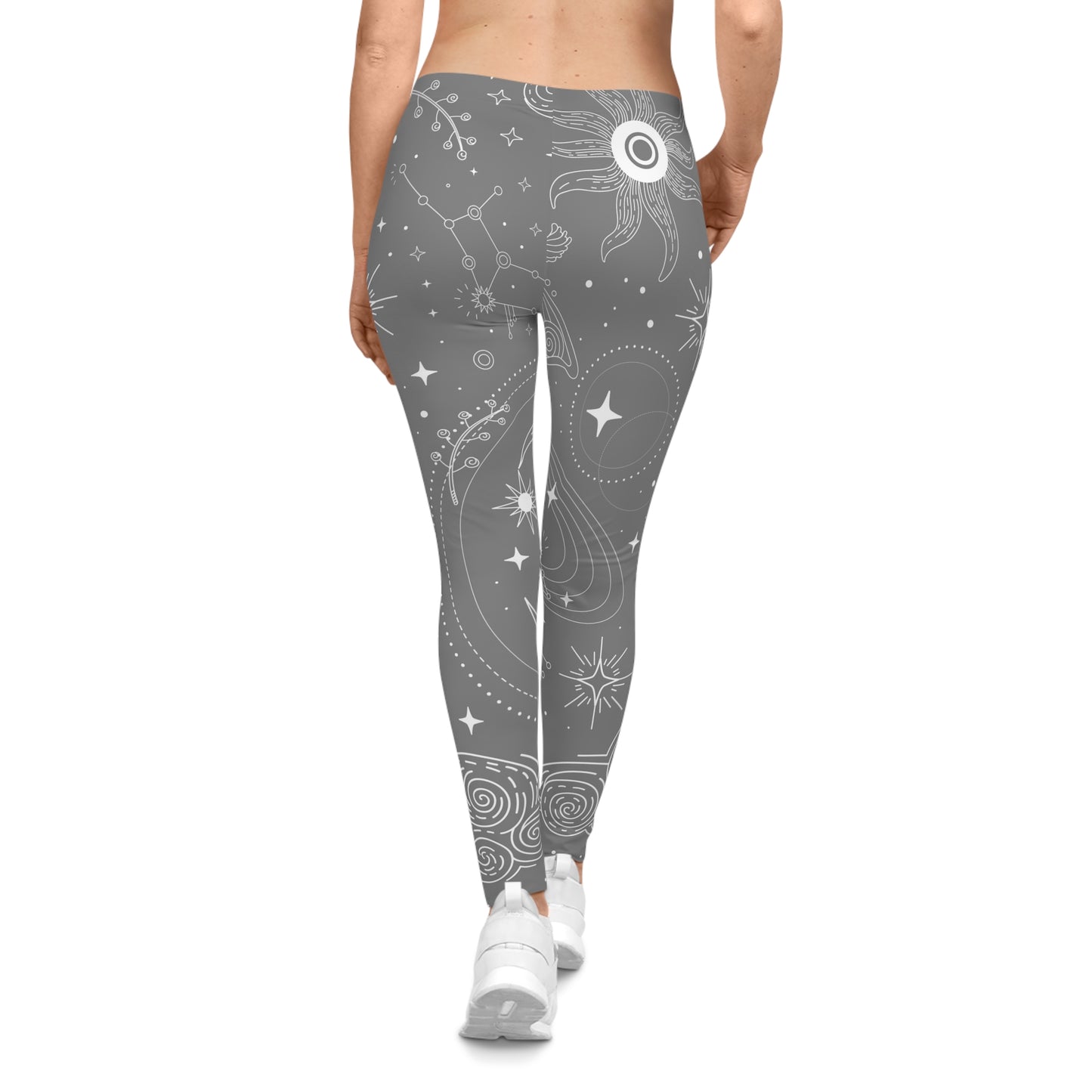 Soft Gray Celestial Yoga Leggings  — Women's Casual Activewear
